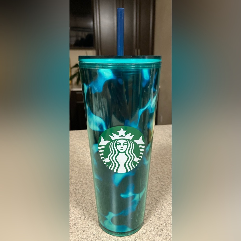 Starbucks 2020 Teal Turquoise Green Blue Wave Tumbler